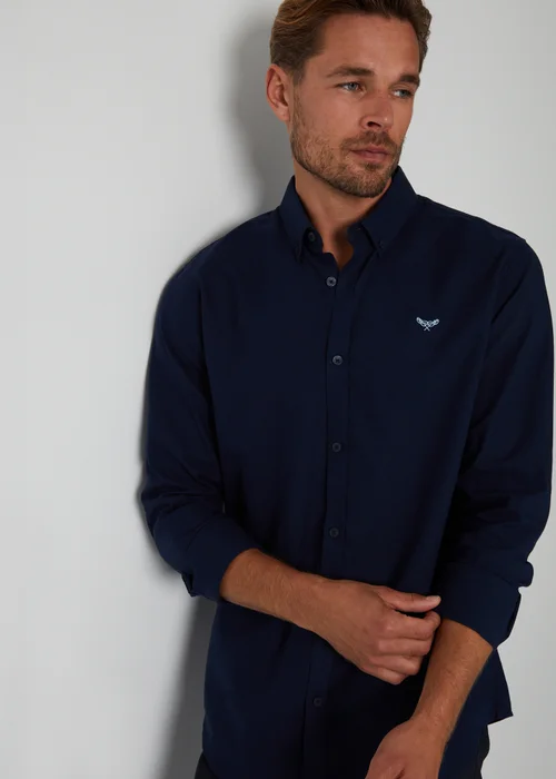 Threadbare Navy Oxford Cotton Long Sleeve Shirt - M Image 1