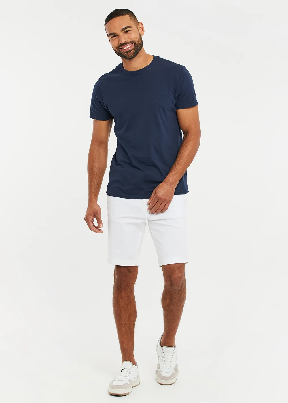 Threadbare White Cotton Turn-Up Chino Shorts with Woven Belt - 30 Image 3