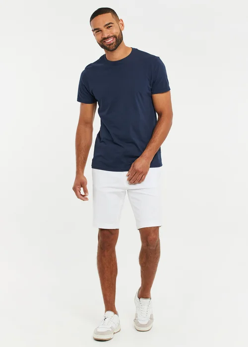 Threadbare White Cotton Turn-Up Chino Shorts with Woven Belt - 30 Image 3