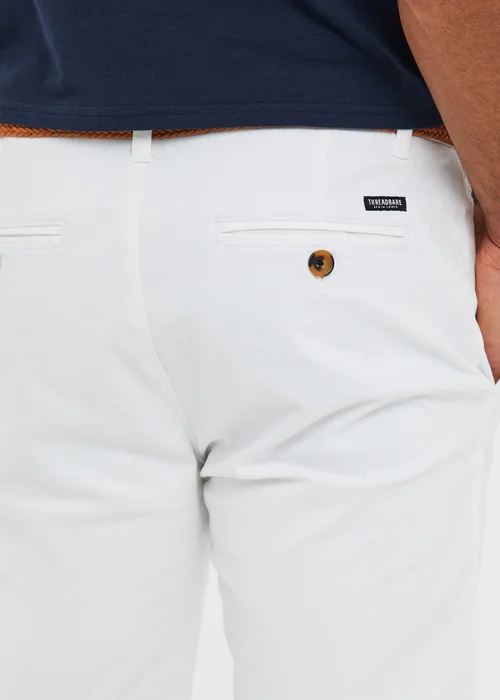 Threadbare White Cotton Turn-Up Chino Shorts with Woven Belt - 30 Image 4