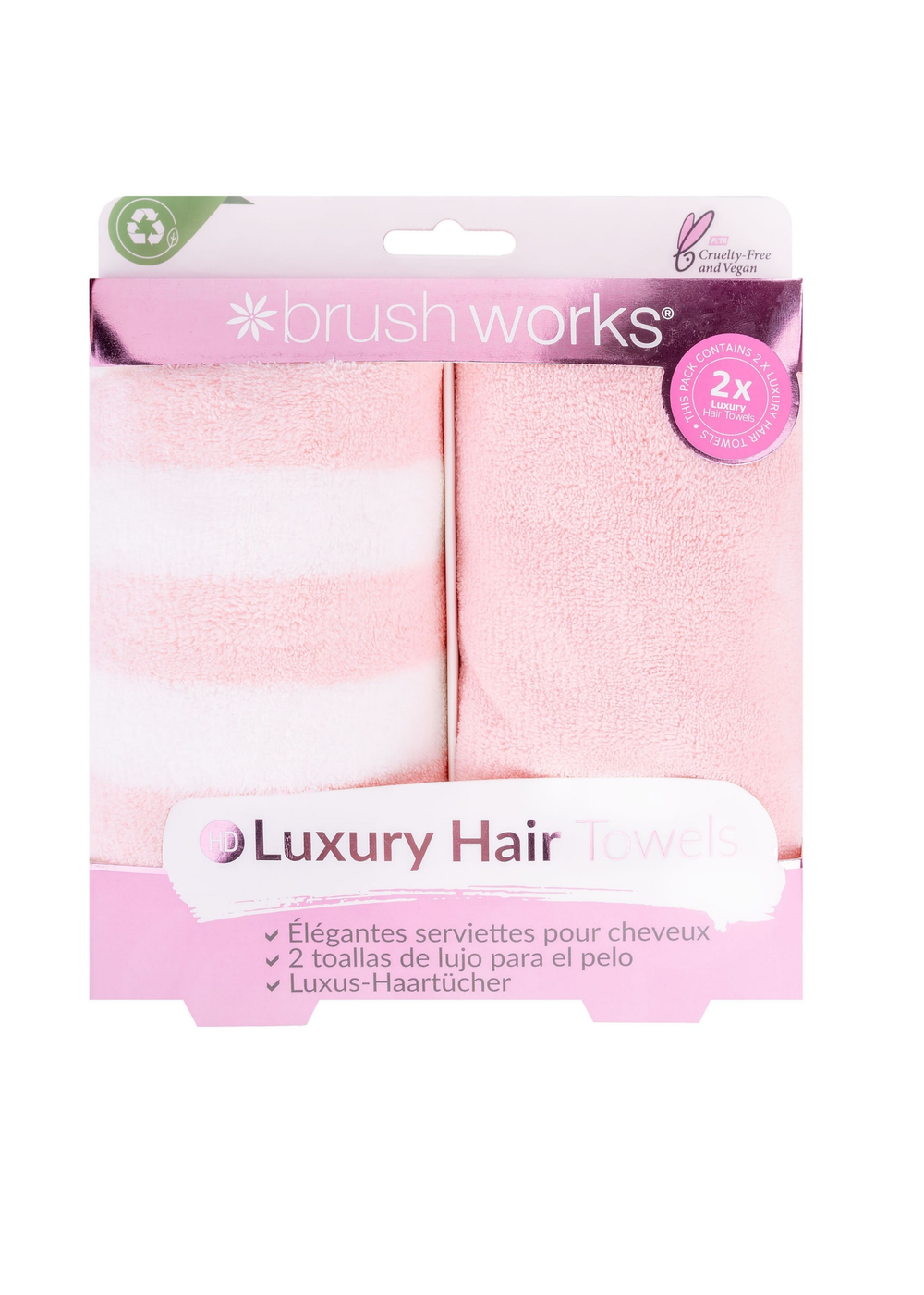Brushworks Luxury Microfibre Hair Towel Duo - One Size Image 1