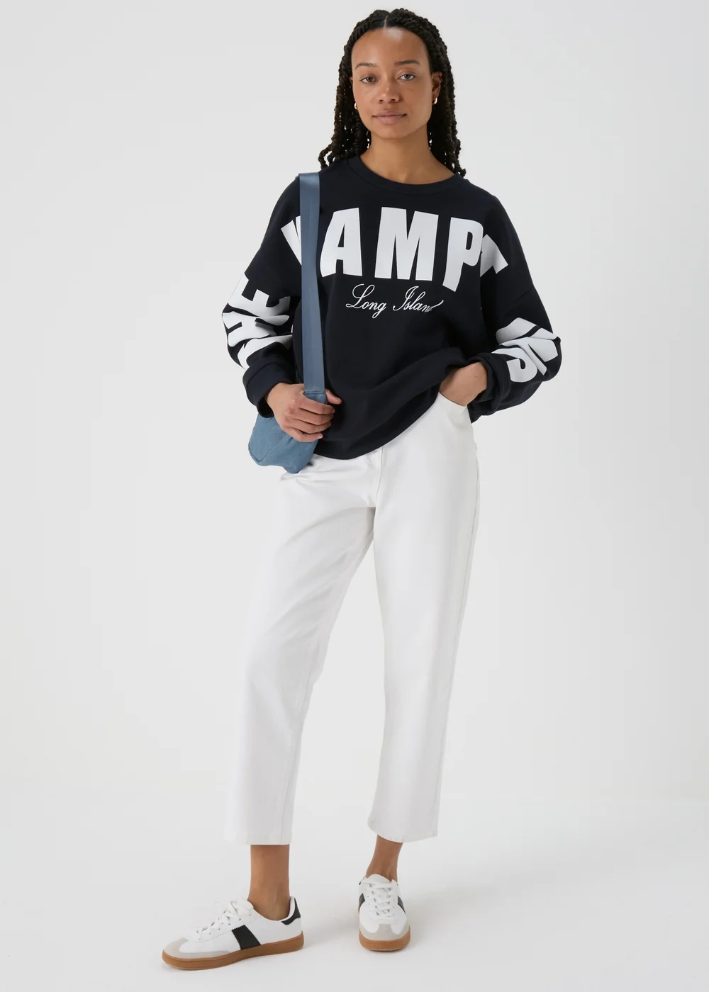 Navy Slogan Sweatshirt - S Image 4