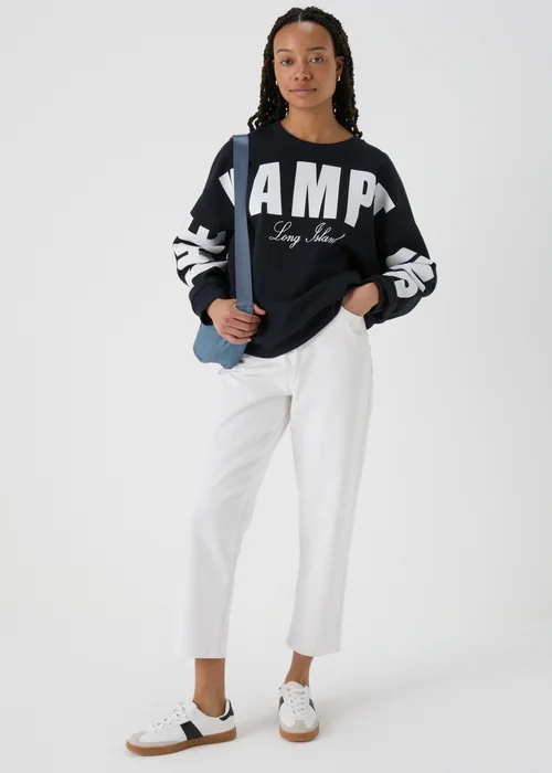 Navy Slogan Sweatshirt - S Image 4