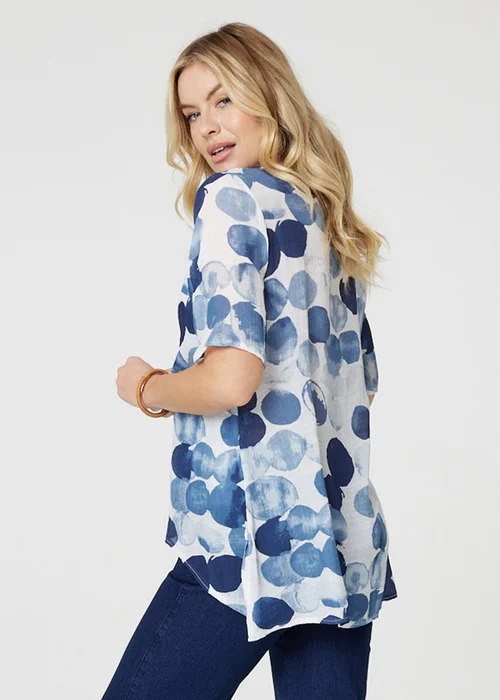 Izabel London Blue Polka Dot Layered Blouse Top - 8 Image 2