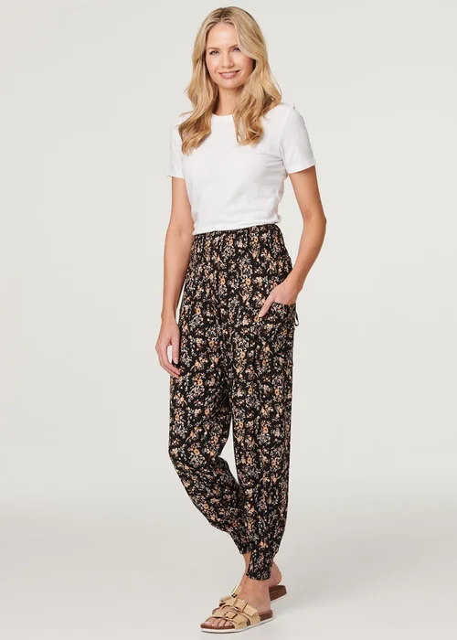 Izabel London Black Floral Ruched Front Maxi Dress - 8 Image 1