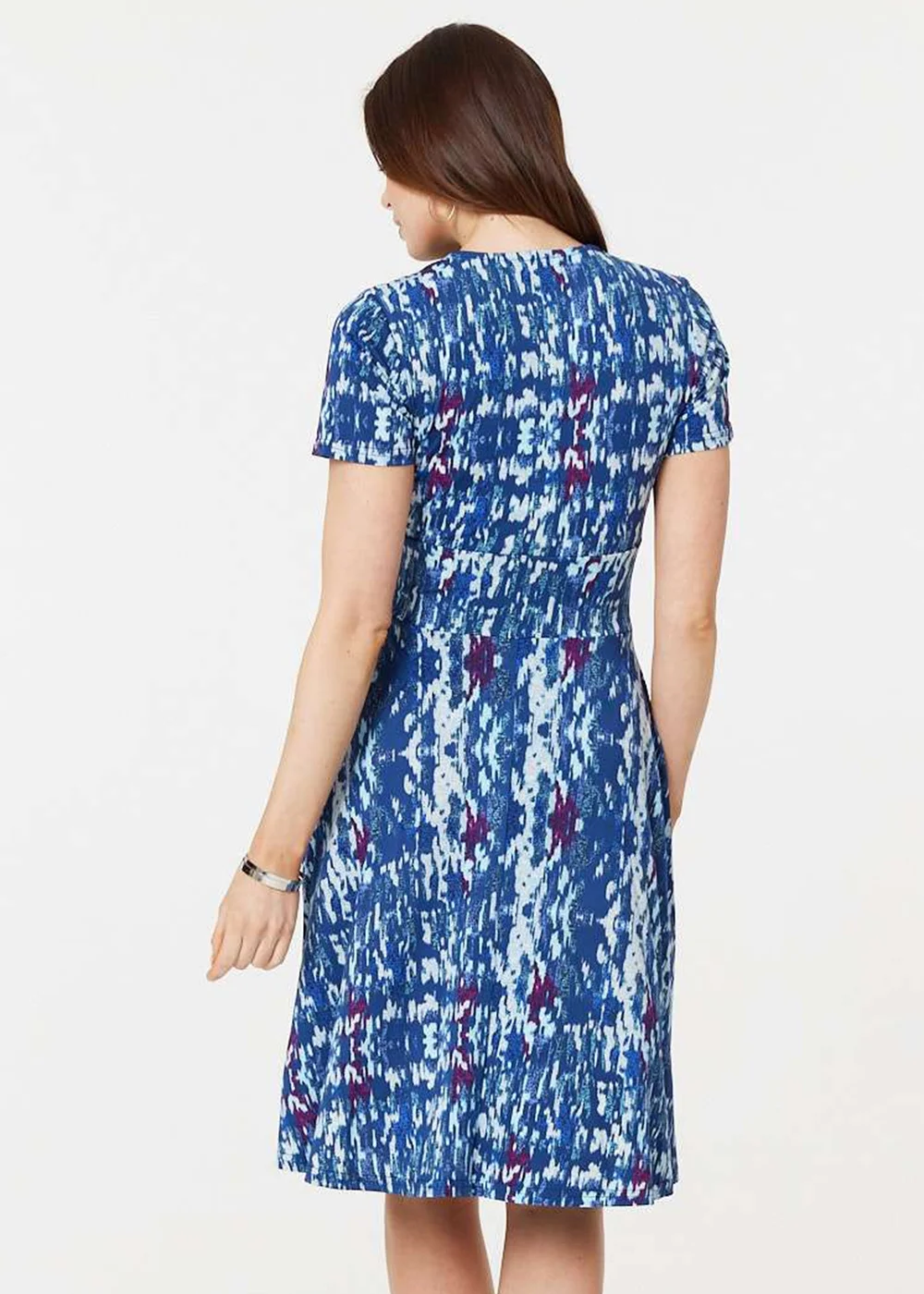 Izabel London Blue Tie Dye Faux Wrap Short Dress - 8 Image 2