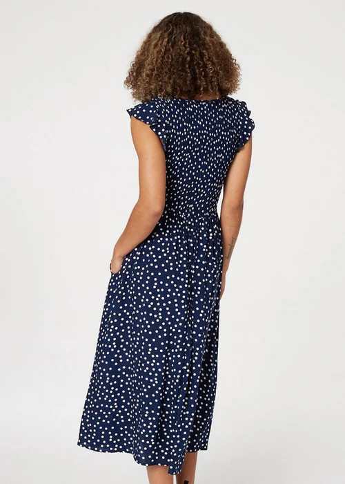 Izabel London Navy Polka Dot Cap Sleeve Midi Dress - 8 Image 2