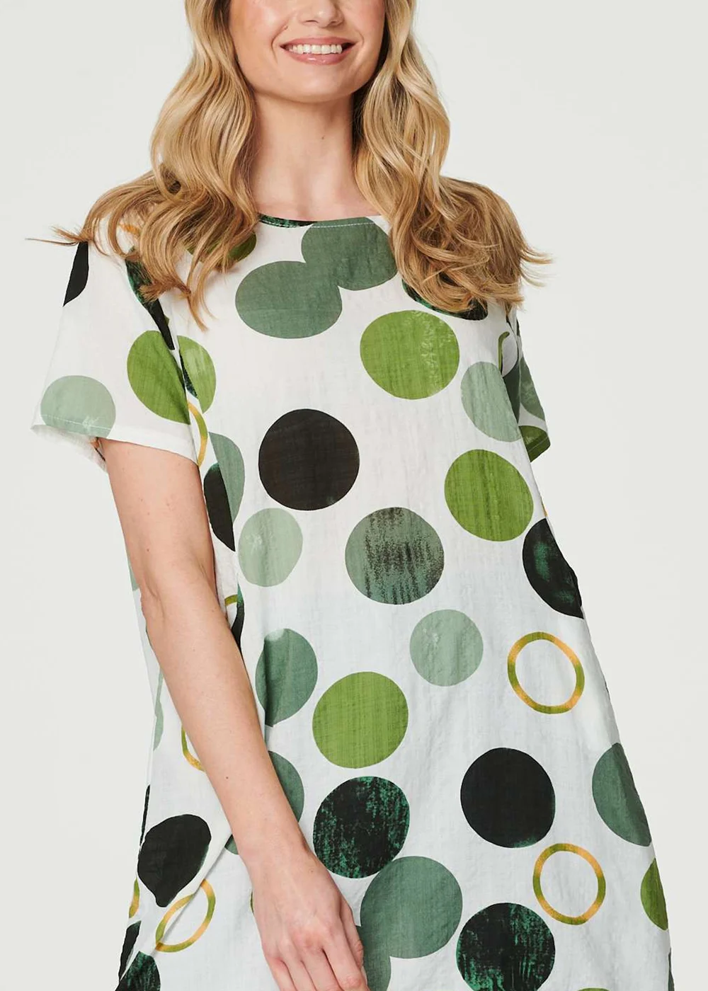Izabel London Green Polka Dot Relaxed Tunic Dress - 8 Image 3