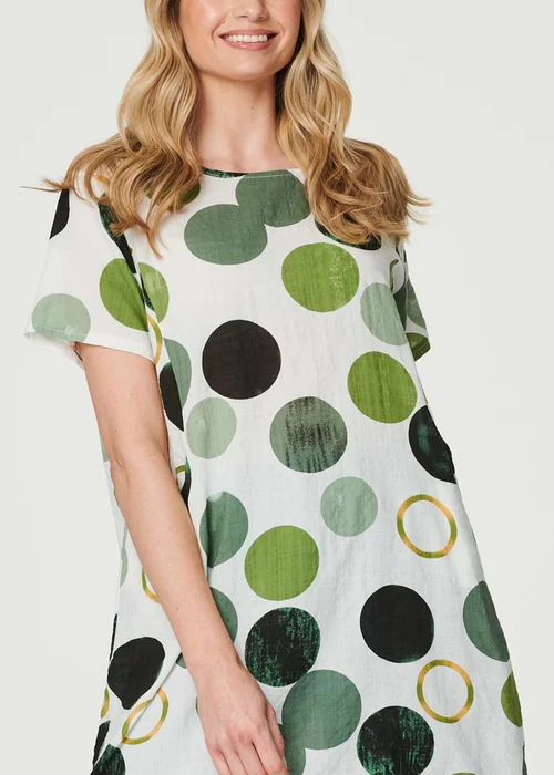 Izabel London Green Polka Dot Relaxed Tunic Dress - 8 Image 3