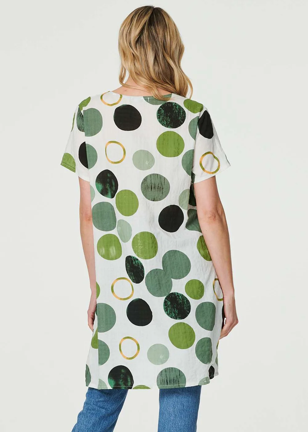 Izabel London Green Polka Dot Relaxed Tunic Dress - 8 Image 2