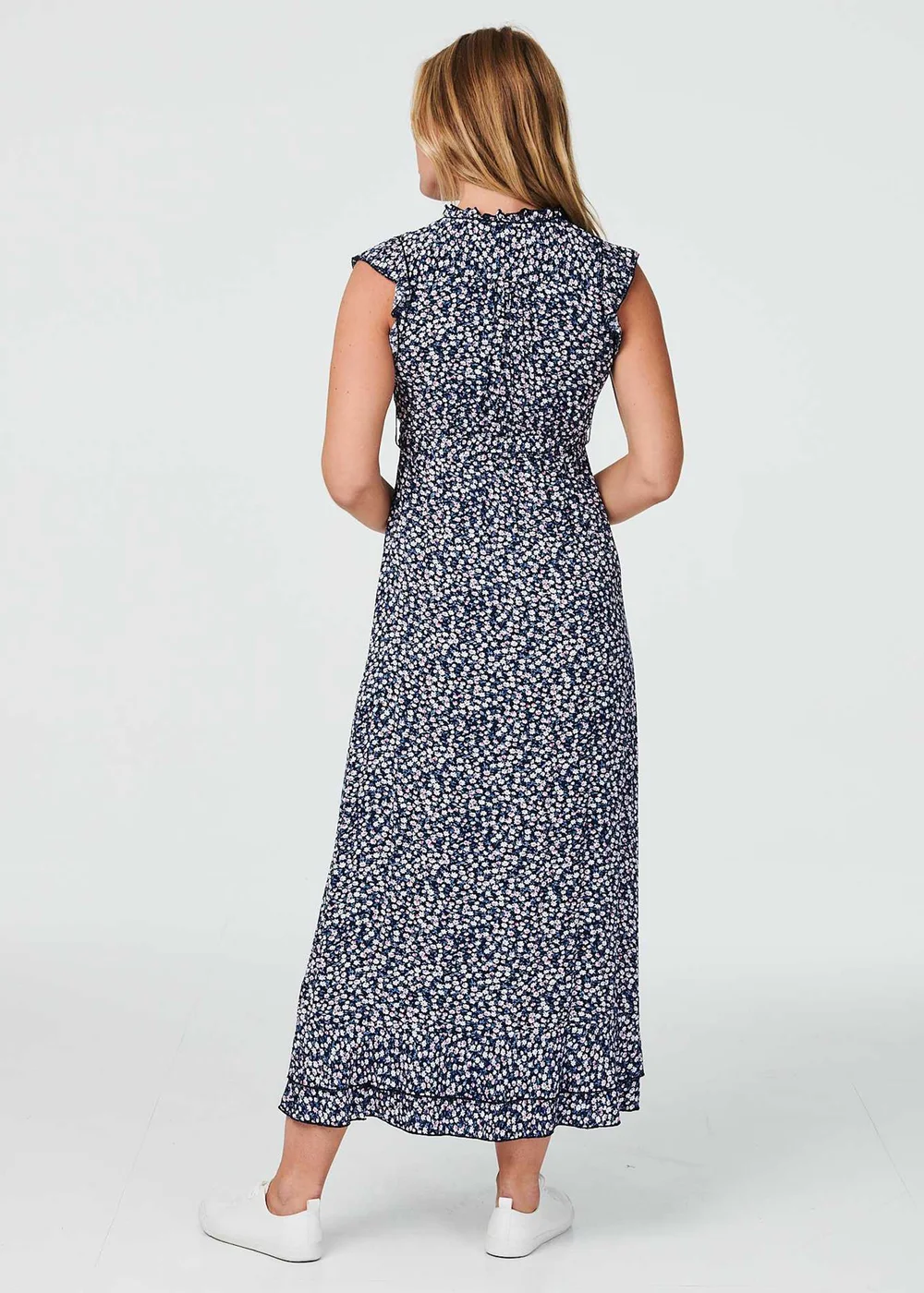 Izabel London Navy Floral Ruched Front Maxi Dress - 8 Image 3