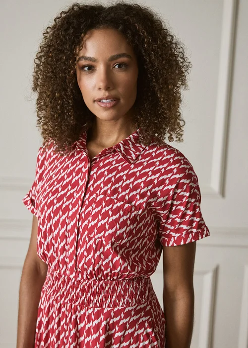 Izabel London Red Geo Print Hanky Hem Midi Dress - 8 Image 6