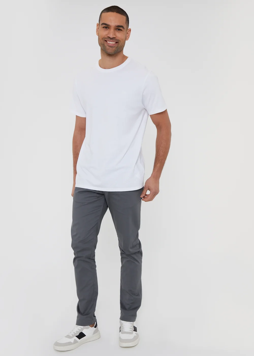 Threadbare Grey Cotton Slim Fit Chino Trousers With Stretch - 38/L32 Image 4
