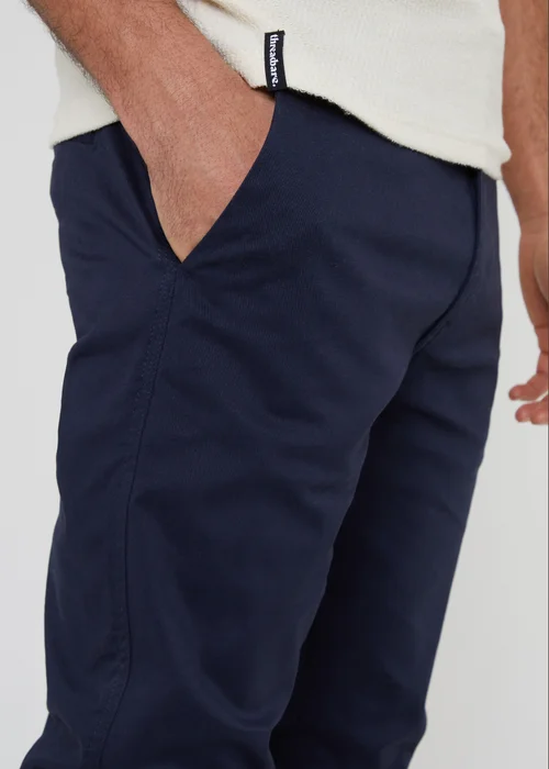Threadbare Navy Cotton Slim Fit Chino Trousers With Stretch - 38/L32 Image 3