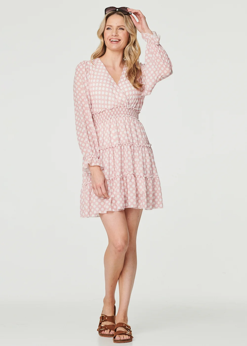 Izabel London Pink Lace Detail Long Sleeve Mini Dress - 8 Image 4