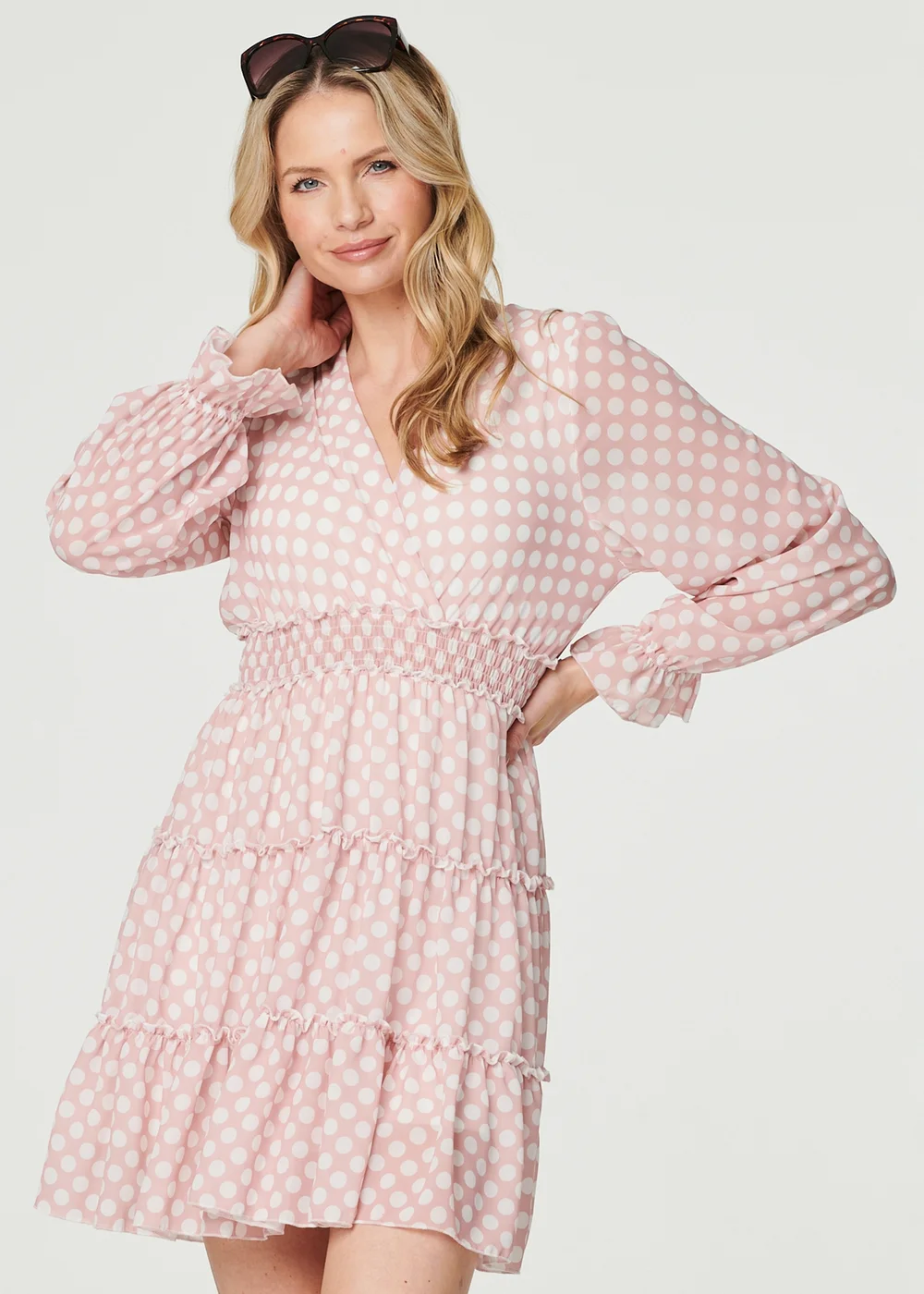 Izabel London Pink Lace Detail Long Sleeve Mini Dress - 8 Image 1