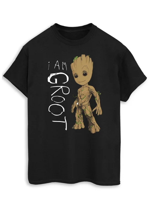 Spiral Galaxy Guardians Of The Galaxy Groot Scribbles Black Printed T-Shirt - 3XL Image 1