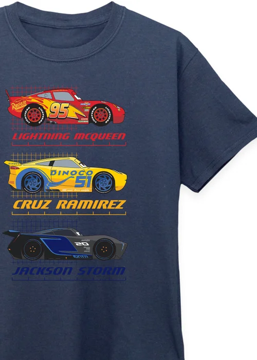 Disney Kids Navy Cars Racer Profile Printed T-Shirt (3-13 yrs) - 7-8 Yrs Image 2