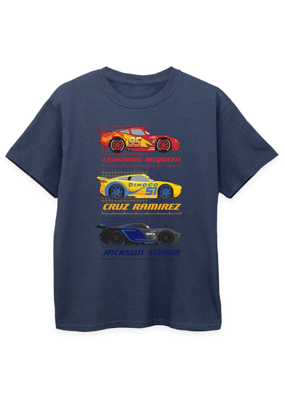 Disney Kids Navy Cars Racer Profile Printed T-Shirt (3-13 yrs) - 7-8 Yrs Image 1