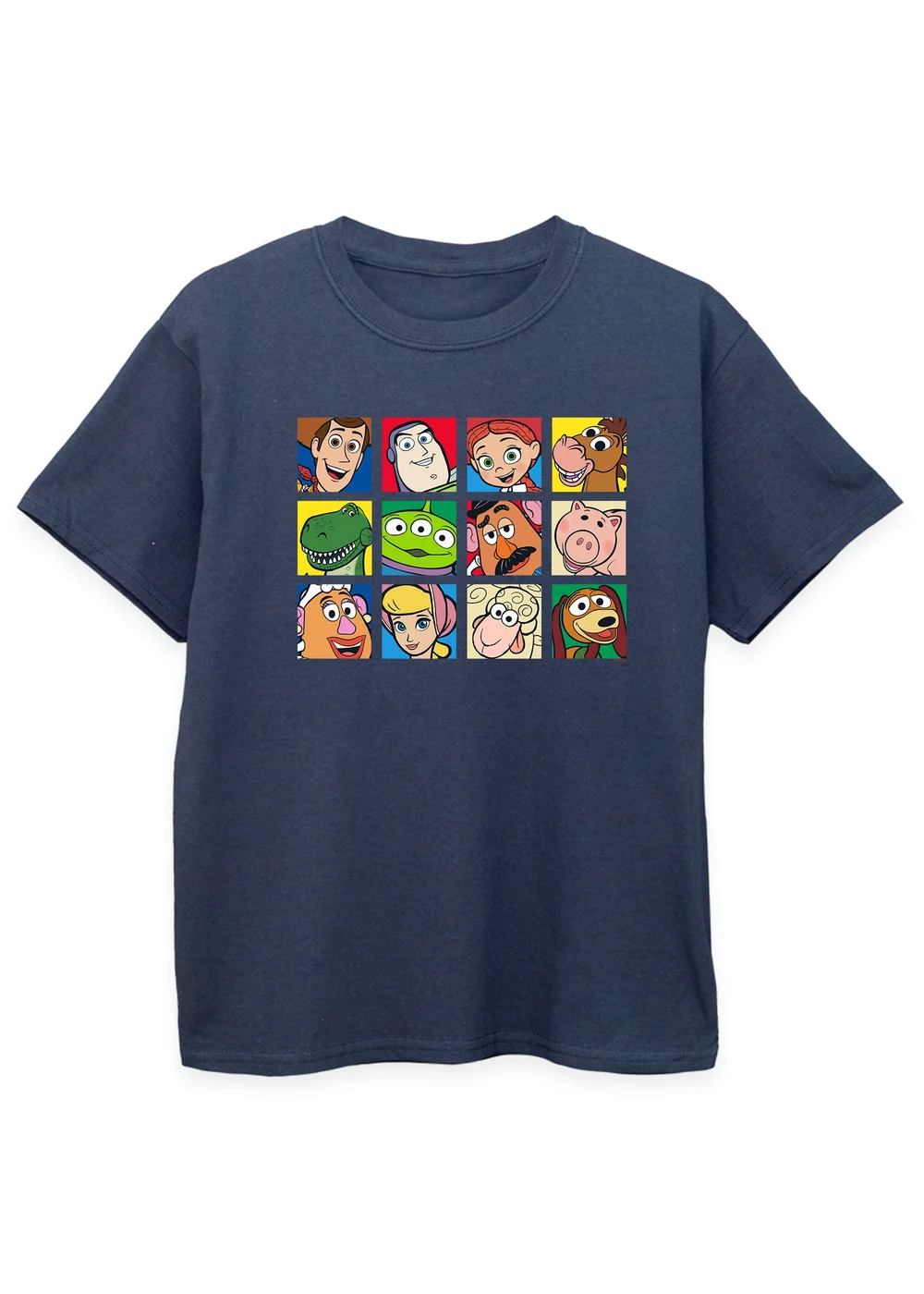 Disney Kids Navy Toy Story Character Squares Printed T-Shirt (3-13 yrs) - 3-4 Yrs Image 1
