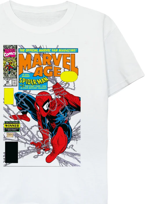Marvel Kids White Spider-Man Age Comic Cover Printed T-Shirt (3-13 yrs) - Age 3-4 Years Image 2