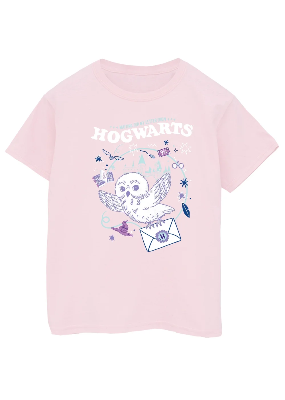 Harry Potter Kids Baby Pink Hedwig Letter Printed T-Shirt (3-13 yrs) - 7-8 Yrs Image 1