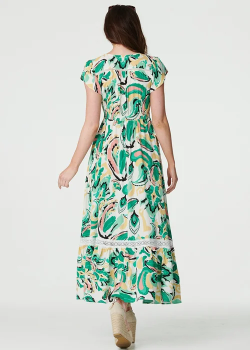 Izabel London Green Printed Lace Trim Maxi Dress - 8 Image 2