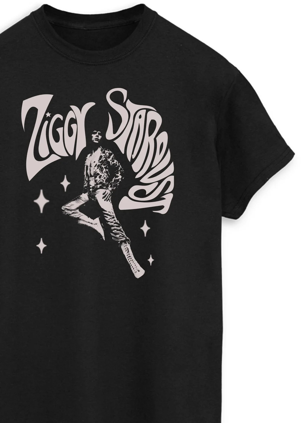 Spiral Galaxy David Bowie Ziggy Pose Black Printed Boyfriend Fit T-Shirt - S Image 2