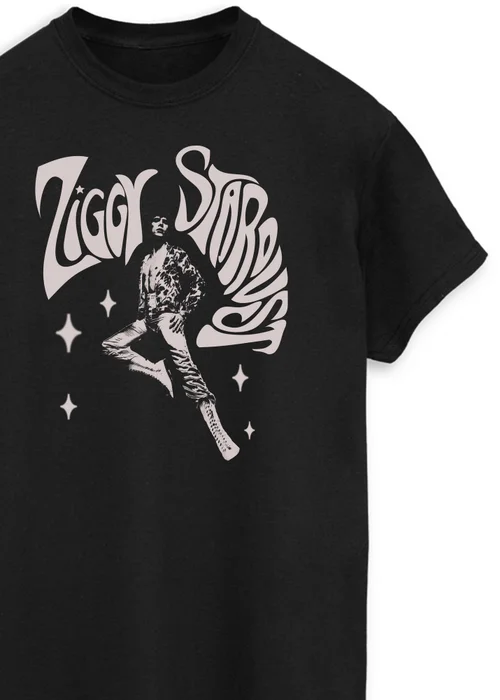 Spiral Galaxy David Bowie Ziggy Pose Black Printed Boyfriend Fit T-Shirt - S Image 2