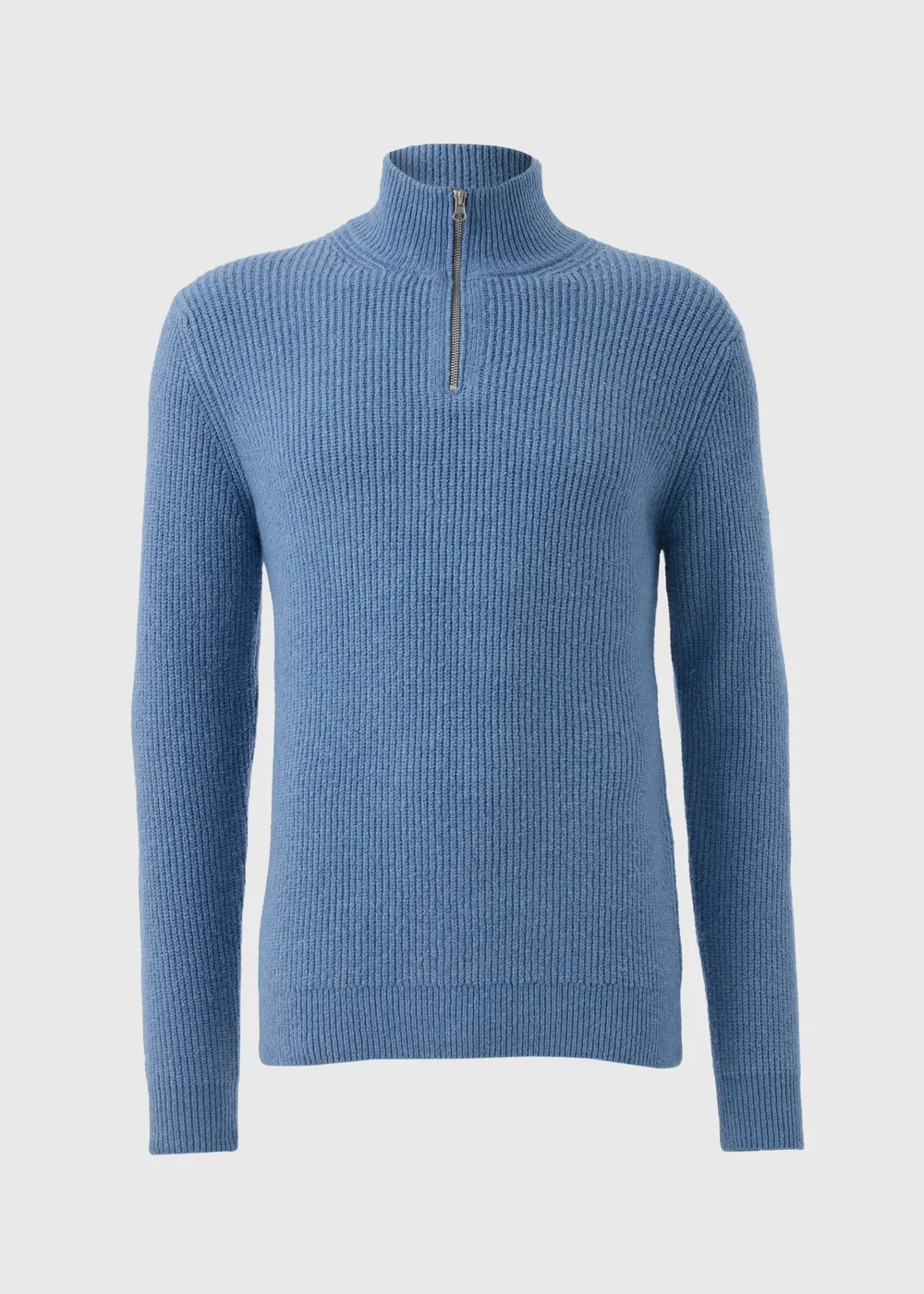 Blue Ribbed 1/4 Zip Jumper - S Image 3