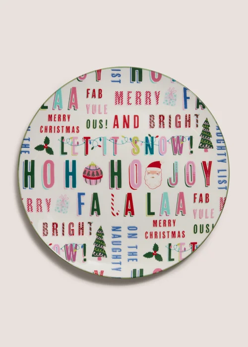 Joyful Christmas Slogan Dinner Plate Image 1
