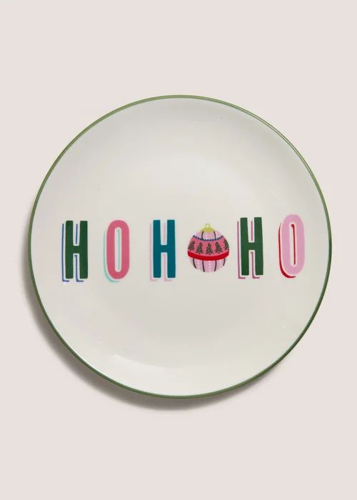 Joyful Cream Christmas Slogan Side Plate Image 1