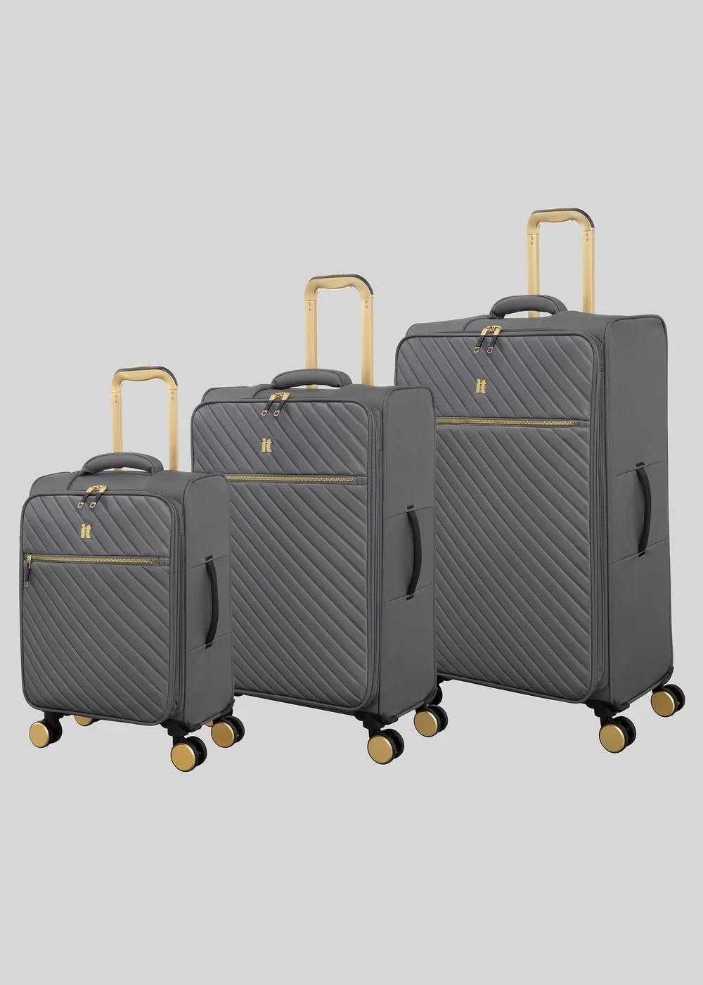 IT Luggage Grey Desirable Soft Suitcase - Cabin Image 1