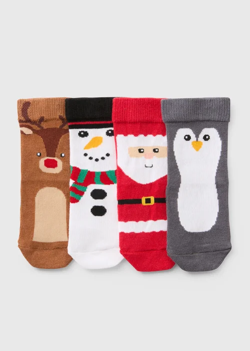 4 Pack Baby Christmas Socks (Newborn-24mths) - 0-3 months Image 1