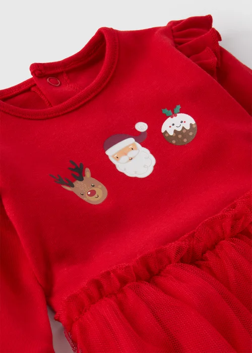 Baby Red Christmas Tutu Sleepsuit (Newborn-12mths) - First Size Image 2