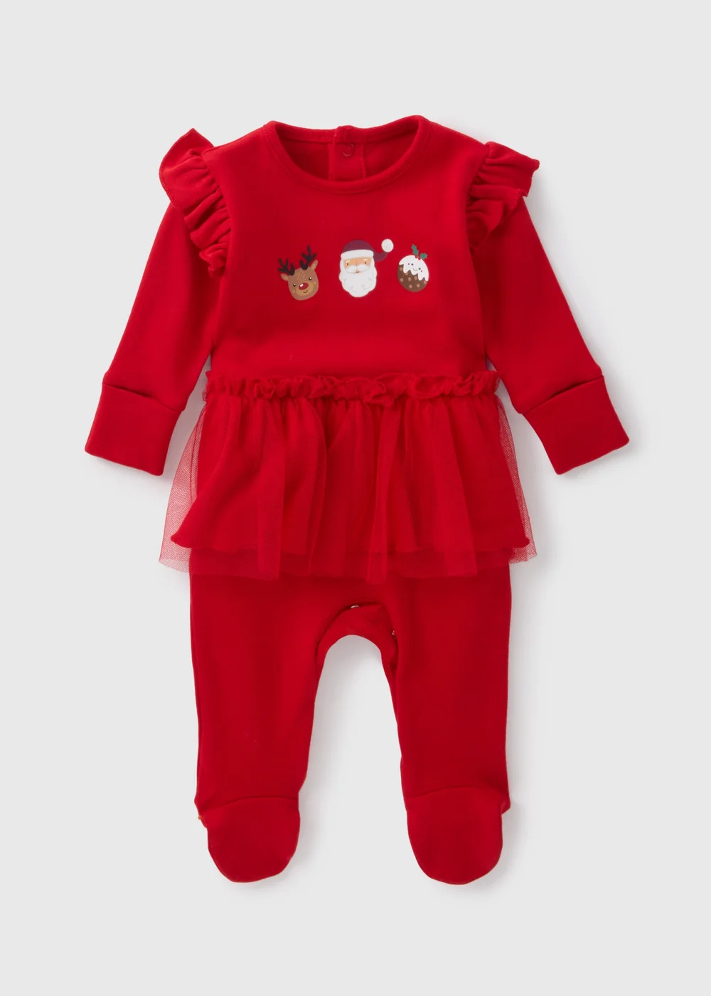 Baby Red Christmas Tutu Sleepsuit (Newborn-12mths) - First Size Image 1