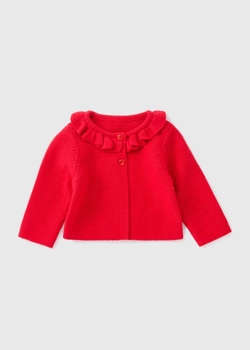 Baby Red Frilled Cardigan (Newborn-23mths) - 0-3 months Image 1