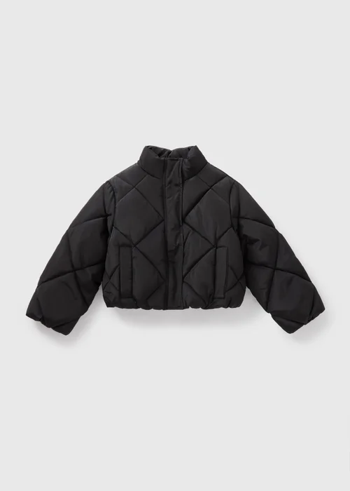 Girls Showerproof Black Short Padded Coat (7-15yrs) - 7 Yrs Image 1