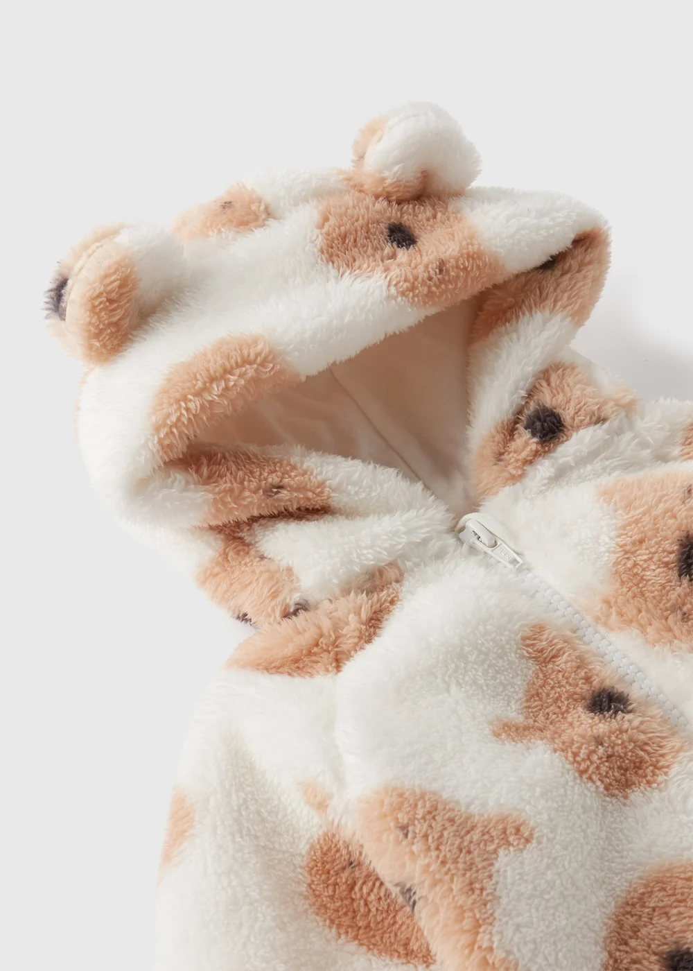 Baby Cream Bear Fluffy Pramsuit (Newborn-18mths) - 0-3 months Image 2