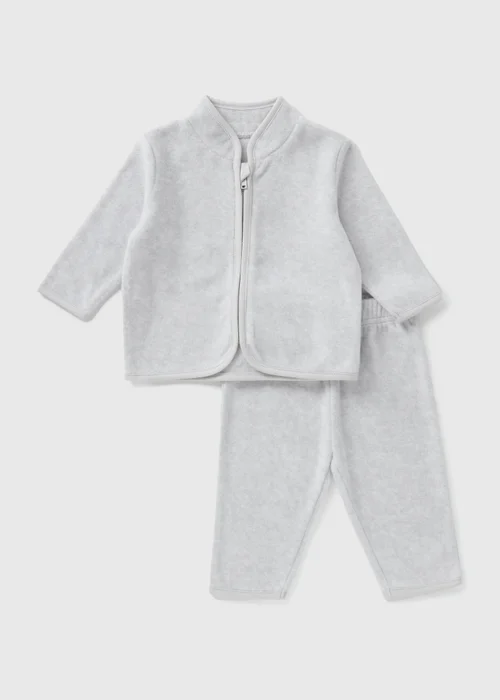 Baby Grey Fleece & Jogging Bottoms Set (Newborn-23mths) - Age 0 - 3 Months Image 1