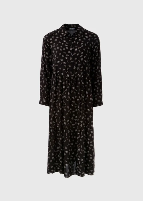 Black Chain Print Midi Shirt Dress - 8 Image 4