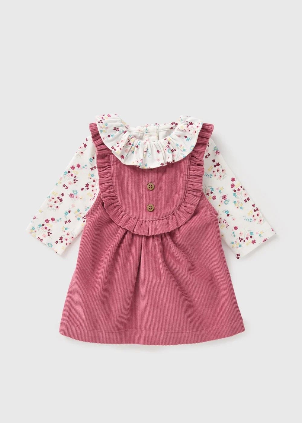 Baby Burgundy Corduroy Pinafore & Top Set (Newborn-23mths) - Age 0 - 3 Months Image 1