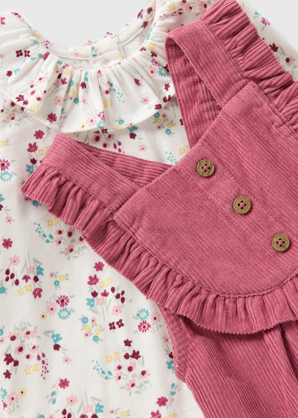 Baby Burgundy Corduroy Pinafore & Top Set (Newborn-23mths) - Age 0 - 3 Months Image 2
