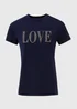 Navy LOVE Graphic T-Shirt - Size 8 Image 5