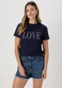 Navy LOVE Graphic T-Shirt - Size 8 Image 1
