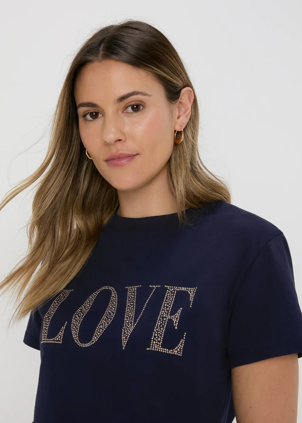 Navy LOVE Graphic T-Shirt - Size 8 Image 3