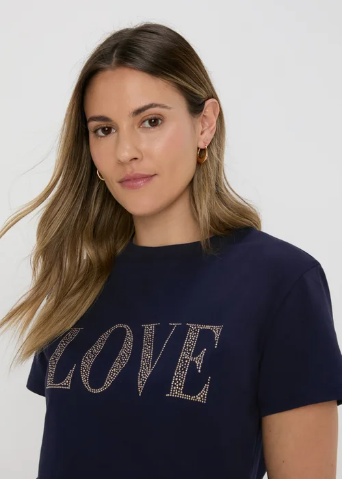 Navy LOVE Graphic T-Shirt - Size 8 Image 3