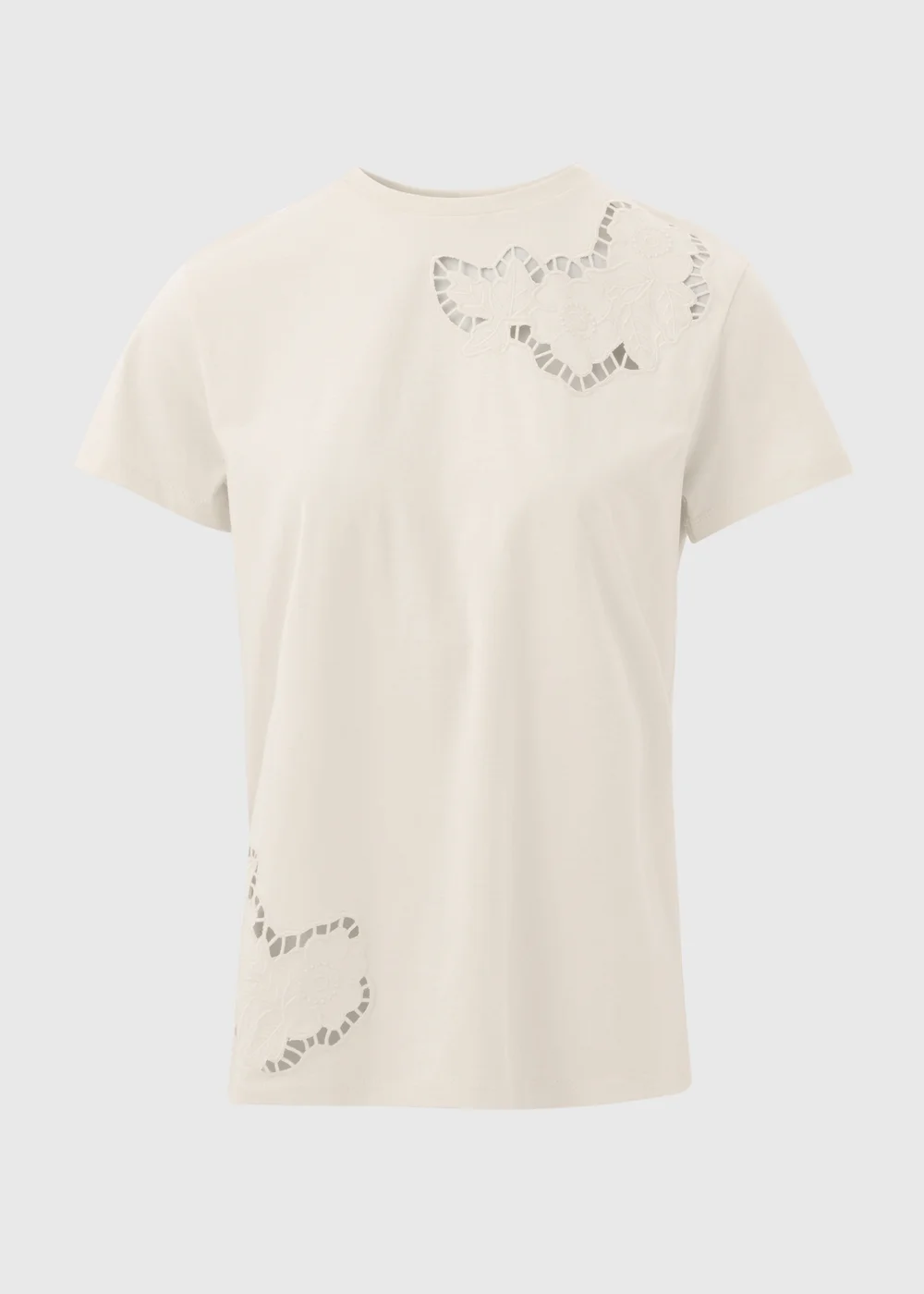 Cream Floral Cut Out T-Shirt - Small Image 5