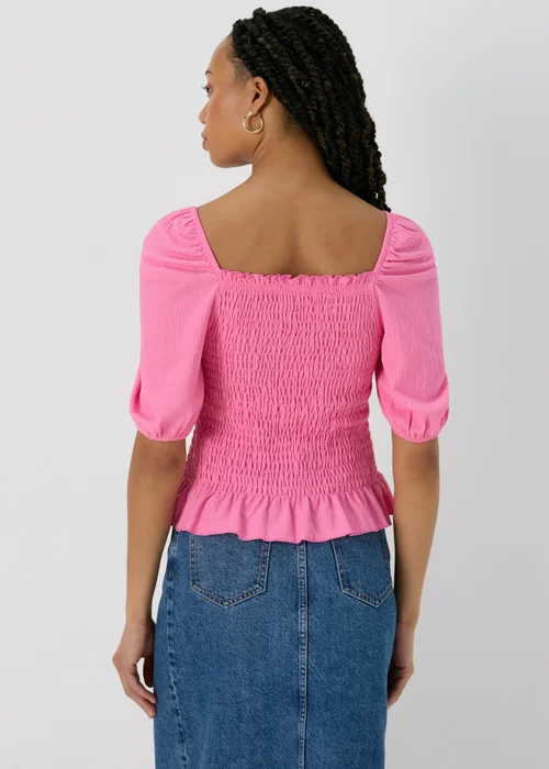 Pink Shirred Square Neck Top - Size 8 Image 2