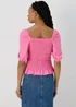 Pink Shirred Square Neck Top - Size 8 Image 2